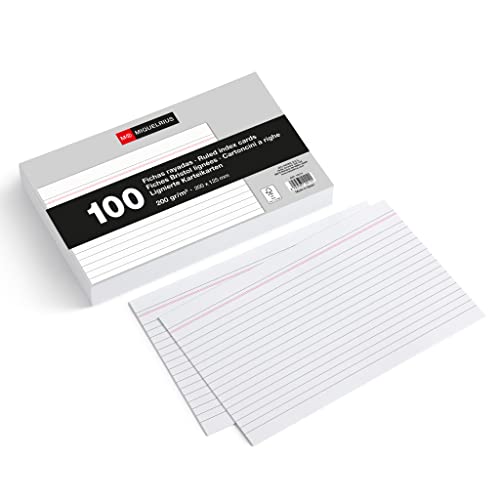 Miquelrius – Karteikarten, 100 Notizkarten, horizontal liniert, Lernkarten, Größe 125 x 200 mm, Offset-Kartenpapier 200 g/m² Miquelrius – Karteikarten, 100 Notizkarten, horizontal liniert, Lernkarten, Größe 125 x 200 mm, Offset-Kartenpapier 200 g/m² von Miquelrius