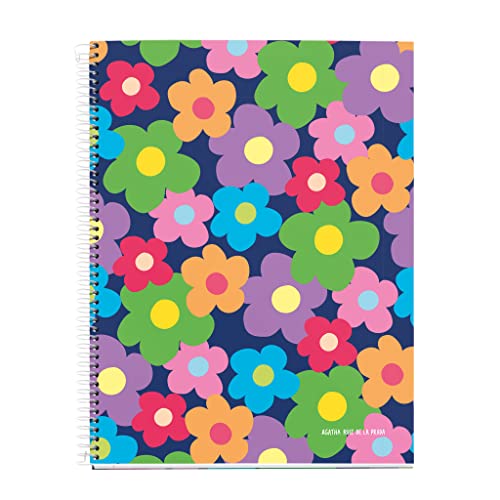 Agatha Ruiz de la Prada Miquelrius - A4-Notizbuch, 4 Farbstreifen, 120 Blatt, 7 mm horizontale Linien, 4 Löcher, mikroperforiert, fester Einband, Blume Agatha Ruiz de la Prada Miquelrius - A4-Notizbuch, 4 Farbstreifen, 120 Blatt, 7 mm horizontale Linien, 4 Löcher, mikroperforiert, fester Einband, Blume von Miquelrius