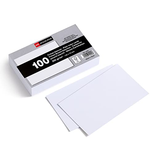 Miquelrius – Karteikarten, 100 glatte Notizkarten, Lernkarten, 200 g/m² Offset-Kartenpapier, Größe 75 x 125 mm von Miquelrius