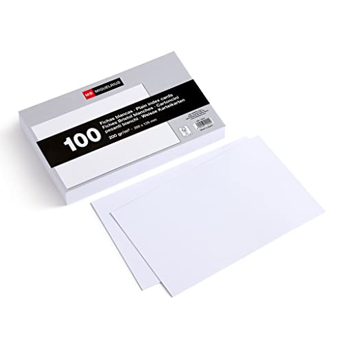 Miquelrius – Karteikarten, 100 glatte Notizkarten, Lernkarten, 200 g/m² Offset-Kartenpapier, Größe 125 x 200 mm von Miquelrius