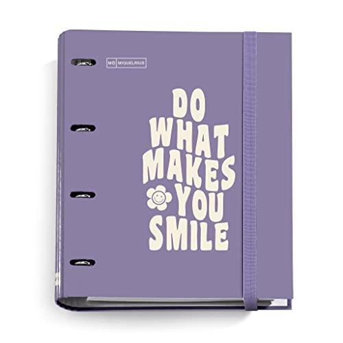 Miquelrius - 100 Prozent Recycling-Notizbuch, 4 farbige Streifen, A5, 120 5 x 5 mm Rasterblätter, 80 g Papier, 2 Löcher, Recycling-Karton-Einband, Öko-Streifen-Design von Miquelrius