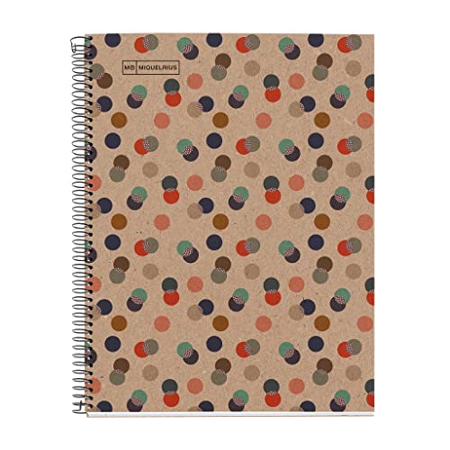 Miquelrius - 100 Prozent recyceltes Notizbuch, 1 Farbstreifen, A4, 80 karierte Blätter 5 mm, 80 g Papier, 4 Löcher, Einband aus recycelter Pappe, Öko-Konfetti-Design von Miquelrius