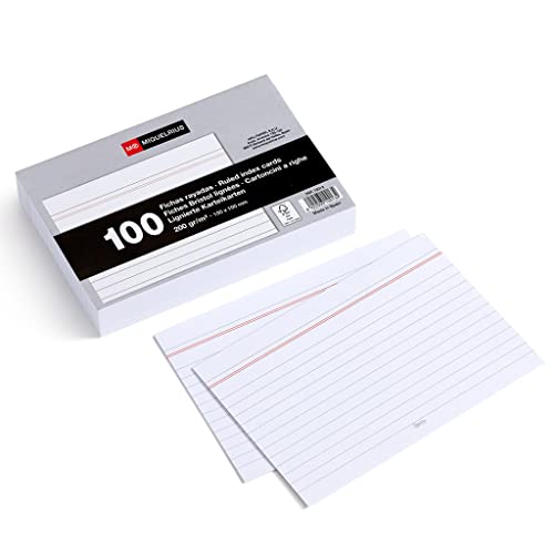Miquelrius – Karteikarten, 100 Notizkarten, horizontal liniert, Lernkarten, 200 g/m² Offset-Kartenpapier, Größe 100 x 150 mm Miquelrius – Karteikarten, 100 Notizkarten, horizontal liniert, Lernkarten, 200 g/m² Offset-Kartenpapier, Größe 100 x 150 mm von Miquelrius