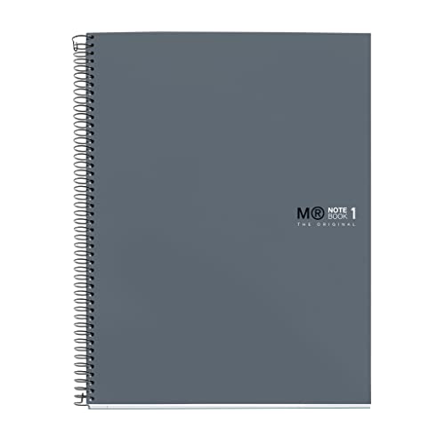 Miquelrius 46580 - Notizbuch, Hardcover, A4, 80 Blatt, kariert, 90 g, 4 Löcher, graphitfarben von Miquelrius