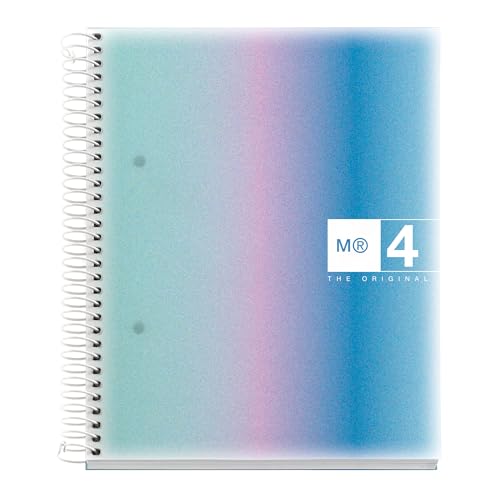 Miquelrius - A5-Notizbuch, Einband aus Polypropylen, A5-Notizbuch mit 120 mikroperforierten Blättern, kariertes Notizbuch mit 4 Farben zum Organisieren, extra blickdichtes Papier 70 g/m², 2 Löcher zum von Miquelrius