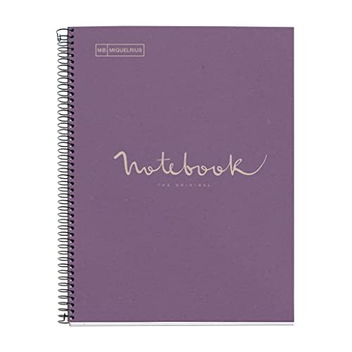 Miquelrius - Emotions Notizbuch 100 Prozent recycelt, 1 Streifen, A4, 80 Blatt mit horizontalem Linien, 7 mm, 80 g, Papier, 4 Bohrungen, Kartonabdeckung, Lavendel Miquelrius - Emotions Notizbuch 100 Prozent recycelt, 1 Streifen, A4, 80 Blatt mit horizontalem Linien, 7 mm, 80 g, Papier, 4 Bohrungen, Kartonabdeckung, Lavendel von Miquelrius