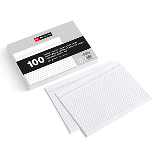 Miquelrius – Karteikarten, 100 Notizkarten, horizontal liniert, Lernkarten, Größe 160 x 215 mm, 200 g/m² Offset-Kartenpapier Miquelrius – Karteikarten, 100 Notizkarten, horizontal liniert, Lernkarten, Größe 160 x 215 mm, 200 g/m² Offset-Kartenpapier von Miquelrius
