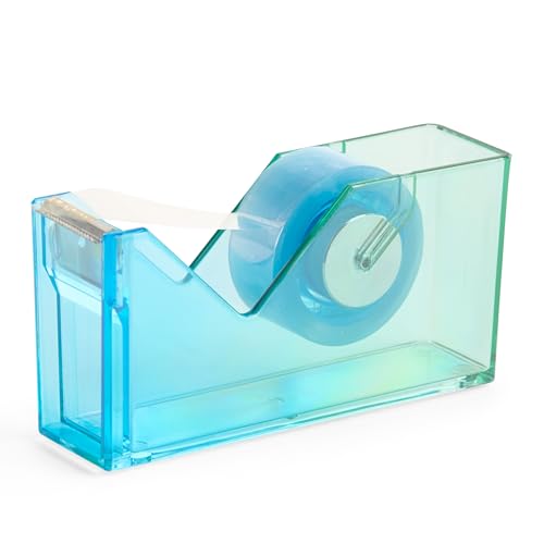 Miquelrius Klebebandabroller, 126 x 62 x 36 mm, für Büro, Schule, Basteln und Washi-Klebeband, Polystyrol und Metall, Halterung mit Farbverlauf, Blau/Grün von Miquelrius
