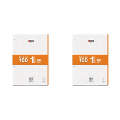 Miquelrius Nachfüllpapier, A4, 100 Blatt, kariert 5 mm, 4 Löcher, Orange (Packung mit 2) von Miquelrius