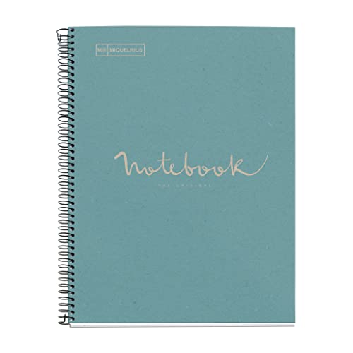 Miquelrius - Notebook 100 Prozent recycelt, 1 Farbstreifen, A4, 80 Blatt mit horizontalem Linien, 7 mm, Papier 80g, 4 Bohrungen, Kartoneinband, Blau Miquelrius - Notebook 100 Prozent recycelt, 1 Farbstreifen, A4, 80 Blatt mit horizontalem Linien, 7 mm, Papier 80g, 4 Bohrungen, Kartoneinband, Blau von Miquelrius