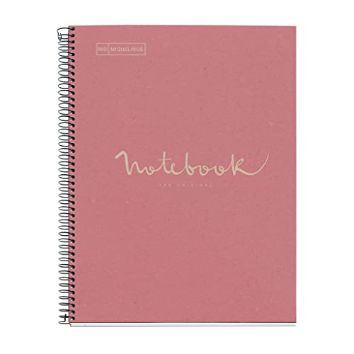 Miquelrius - Notebook Emotions Notizbuch 100 % recycelt, 1 Streifen, A4, 80 Blatt mit horizontalem Linien, 7 mm, Papier 80 g, 4 Bohrungen, Kartoneinband, Rosa Miquelrius - Notebook Emotions Notizbuch 100 % recycelt, 1 Streifen, A4, 80 Blatt mit horizontalem Linien, 7 mm, Papier 80 g, 4 Bohrungen, Kartoneinband, Rosa von Miquelrius