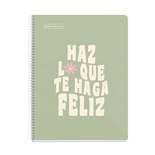 Miquelrius - Notizbuch, 1 Farbstreifen, A4, 80 5 mm Rasterblätter, 90 g Papier, 4 Löcher, Hartkartoneinband, grüne Farbe Miquelrius - Notizbuch, 1 Farbstreifen, A4, 80 5 mm Rasterblätter, 90 g Papier, 4 Löcher, Hartkartoneinband, grüne Farbe von Miquelrius