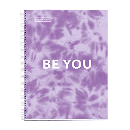 Miquelrius - Notizbuch, Hardcover-Karton, A5, 4 Farbstreifen, 120 horizontal linierte Blätter, 2 Löcher, Tie Dye Neon Yellow Fluor Miquelrius - Notizbuch, Hardcover-Karton, A5, 4 Farbstreifen, 120 horizontal linierte Blätter, 2 Löcher, Tie Dye Neon Yellow Fluor von Miquelrius