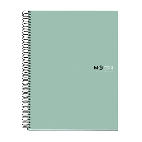 Miquelrius - Notizbuch A4 (210 x 297 mm), Notebook The Original Colours, 120 Blatt 90 g/m² und 4 Farbstreifen, Raster 5 mm, 4-Loch-Stanzung, Hardcover, Farbe Aqua von Miquelrius