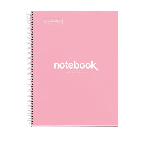 Miquelrius - Notizbuch A4 Notebook, 1 farbiger Streifen, 80 Blatt mit raster 5 x 5 mm, Papier 90 g/m² mikroperforiert mit 4 Bohrungen für 4 Ringe, Einband aus Karton, Farbe Rosa Miquelrius - Notizbuch A4 Notebook, 1 farbiger Streifen, 80 Blatt mit raster 5 x 5 mm, Papier 90 g/m² mikroperforiert mit 4 Bohrungen für 4 Ringe, Einband aus Karton, Farbe Rosa von Miquelrius