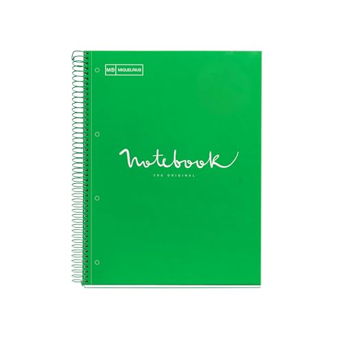 Miquelrius - Notizbuch A4 Notebook Emotions, 120 Blatt 90 g/m², Raster 5 x 5 mm, 5 Farbige Streifen, Mikroperforierte Spirale, Extra fester Einband, 4 Löcher, Farbe Grün Miquelrius - Notizbuch A4 Notebook Emotions, 120 Blatt 90 g/m², Raster 5 x 5 mm, 5 Farbige Streifen, Mikroperforierte Spirale, Extra fester Einband, 4 Löcher, Farbe Grün von Miquelrius