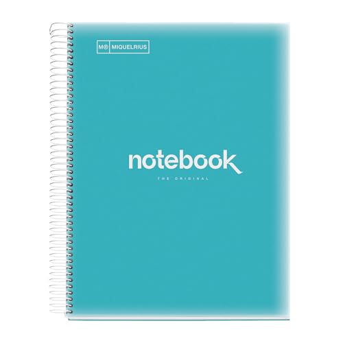 Miquelrius - Notizbuch A4 Notizblock Emotionen, 160 Seiten 90 g/m², Raster 5 x 5 mm, 8 farbige Streifen, Mikroperforierte Spirale, Polypropyleneinband, 4-Loch-Lochung, Raster Notizbuch, Himmelblau Miquelrius - Notizbuch A4 Notizblock Emotionen, 160 Seiten 90 g/m², Raster 5 x 5 mm, 8 farbige Streifen, Mikroperforierte Spirale, Polypropyleneinband, 4-Loch-Lochung, Raster Notizbuch, Himmelblau von Miquelrius