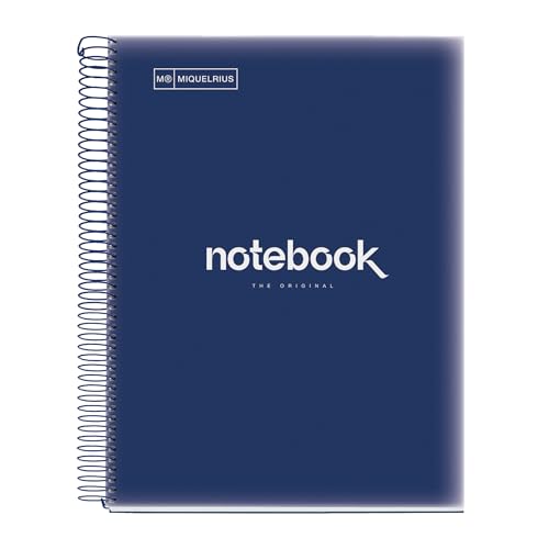 Miquelrius - Notizbuch A4 Notizblock Emotionen, 160 Seiten 90 g/m², Raster 5 x 5 mm, 8 farbige Streifen, Mikroperforierte Spirale, Polypropyleneinband, 4-Loch-Lochung, Raster Notizbuch, Marineblau Miquelrius - Notizbuch A4 Notizblock Emotionen, 160 Seiten 90 g/m², Raster 5 x 5 mm, 8 farbige Streifen, Mikroperforierte Spirale, Polypropyleneinband, 4-Loch-Lochung, Raster Notizbuch, Marineblau von Miquelrius