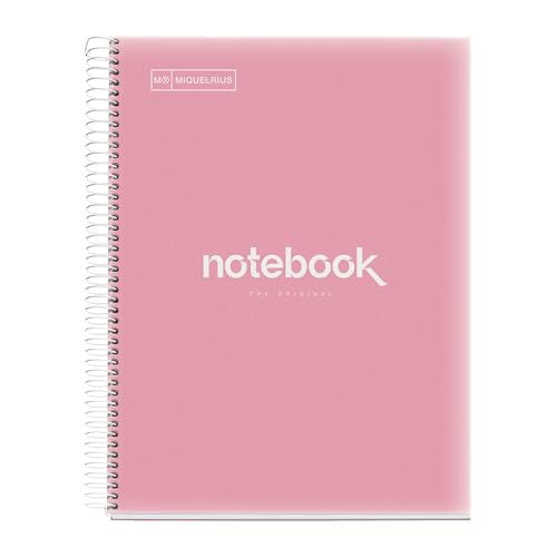 Miquelrius - Notizbuch A4 Notizblock Emotionen, 160 Seiten 90 g/m², Raster 5 x 5 mm, 8 farbige Streifen, Mikroperforierte Spirale, Polypropyleneinband, 4-Loch-Lochung, Raster Notizbuch, Rosa Miquelrius - Notizbuch A4 Notizblock Emotionen, 160 Seiten 90 g/m², Raster 5 x 5 mm, 8 farbige Streifen, Mikroperforierte Spirale, Polypropyleneinband, 4-Loch-Lochung, Raster Notizbuch, Rosa von Miquelrius