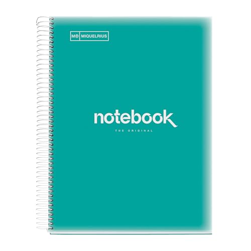 Miquelrius - Notizbuch A4 Notizblock Emotionen, 160 Seiten 90 g/m², Raster 5 x 5 mm, 8 farbige Streifen, Mikroperforierte Spirale, Polypropyleneinband, 4-Loch-Lochung, Raster Notizbuch, Türkis Miquelrius - Notizbuch A4 Notizblock Emotionen, 160 Seiten 90 g/m², Raster 5 x 5 mm, 8 farbige Streifen, Mikroperforierte Spirale, Polypropyleneinband, 4-Loch-Lochung, Raster Notizbuch, Türkis von Miquelrius