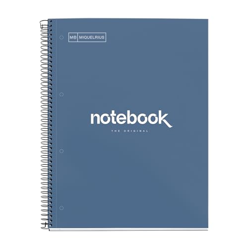 Miquelrius - Notizbuch A4 Notebook Emotions, 120 Blatt 90 g/m², Raster 5 x 5 mm, 5 Farbige Streifen, Mikroperforierte Spirale, Extra fester Einband, 4 Löcher, Farbe Marineblau Miquelrius - Notizbuch A4 Notebook Emotions, 120 Blatt 90 g/m², Raster 5 x 5 mm, 5 Farbige Streifen, Mikroperforierte Spirale, Extra fester Einband, 4 Löcher, Farbe Marineblau von Miquelrius