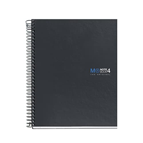 Miquelrius - Notizbuch A5 (148 x 210 mm), Notizbuch Das Original, 4 farbige Streifen, 160 Seiten, Raster 5 mm, Extra Opak Papier 70 g/m², 2 Loch Stanzung, Hardcover, Farbe Graphit von Miquelrius