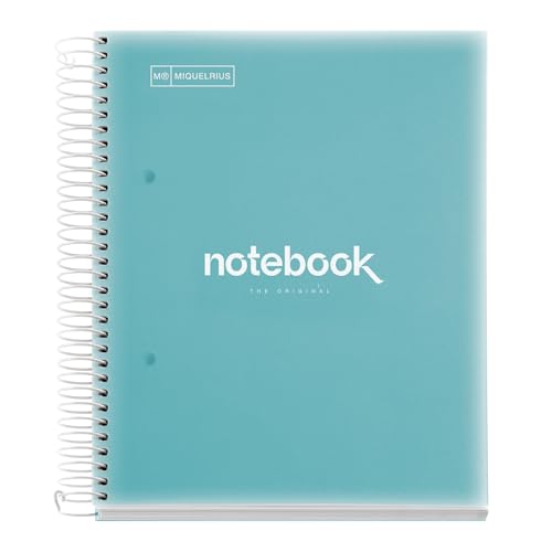 Miquelrius - Notizbuch A5 Notizblock Emotionen, 160 Seiten 90 g/m², Raster 5 x 5 mm, 8 farbige Streifen, Mikroperforierte Spirale, Polypropyleneinband, 2-Loch-Lochung, Raster Notizbuch, Himmelblau Miquelrius - Notizbuch A5 Notizblock Emotionen, 160 Seiten 90 g/m², Raster 5 x 5 mm, 8 farbige Streifen, Mikroperforierte Spirale, Polypropyleneinband, 2-Loch-Lochung, Raster Notizbuch, Himmelblau von Miquelrius