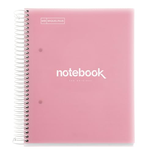 Miquelrius - Notizbuch A5 Notizblock Emotionen, 160 Seiten 90 g/m², Raster 5 x 5 mm, 8 farbige Streifen, Mikroperforierte Spirale, Polypropyleneinband, 2-Loch-Lochung, Raster Notizbuch, Rosa Miquelrius - Notizbuch A5 Notizblock Emotionen, 160 Seiten 90 g/m², Raster 5 x 5 mm, 8 farbige Streifen, Mikroperforierte Spirale, Polypropyleneinband, 2-Loch-Lochung, Raster Notizbuch, Rosa von Miquelrius