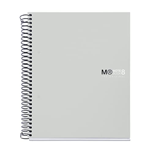 Miquelrius - Notizbuch The Original, A5-Größe 148 x 210 mm, 200 Blatt mit 70 g/m² und 8 Farbstreifen, 5 mm Raster, liniert, 2 Löcher, Polypropylen-Einband, graue Farbe von Miquelrius