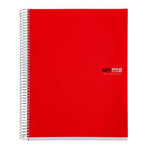 Miquelrius - Notizbücher A4 The Original Notebook, 8 farbige Streifen, Undurchsichtiger Polypropylen-Einband, Format A4 (210 x 297 mm), 4-Loch-Lochung, 200 Blatt mit 70 g/m², Horizontale Streifen 7mm von Miquelrius