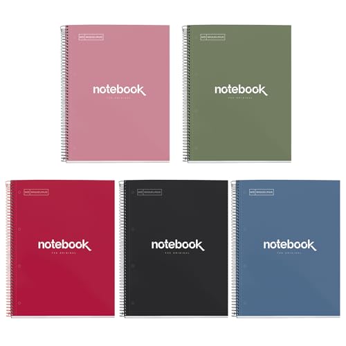 Miquelrius - Pack 5 Notebook A4 Notizbuch Emotionen, 80 Blatt 90 g/m², Raster 5 x 5 mm, 1 Farbstreifen, Notizbücher mikroperforierte Spirale, Extra steifer Einband, 4-Loch-Lochung, Lebendige Farben Miquelrius - Pack 5 Notebook A4 Notizbuch Emotionen, 80 Blatt 90 g/m², Raster 5 x 5 mm, 1 Farbstreifen, Notizbücher mikroperforierte Spirale, Extra steifer Einband, 4-Loch-Lochung, Lebendige Farben von Miquelrius