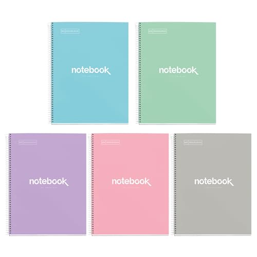 Miquelrius - Pack 5 Notebook A4 Notizbuch Emotionen, 80 Blatt 90 g/m², Raster 5 x 5 mm, 1 farbiger Rand, Notizbücher mikroperforierte Spirale, extra steifer Einband, 4-Loch Lochung, Pastellfarben Miquelrius - Pack 5 Notebook A4 Notizbuch Emotionen, 80 Blatt 90 g/m², Raster 5 x 5 mm, 1 farbiger Rand, Notizbücher mikroperforierte Spirale, extra steifer Einband, 4-Loch Lochung, Pastellfarben von Miquelrius