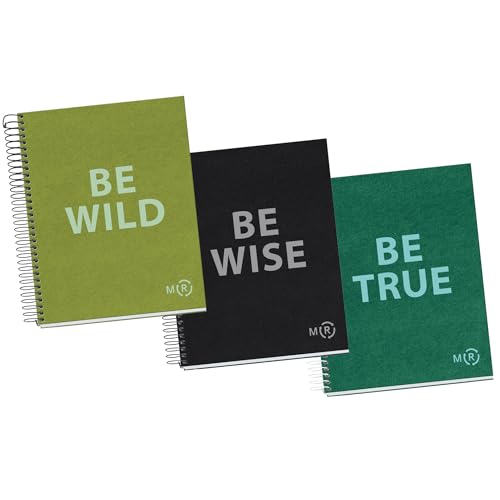 Miquelrius - Packung mit 3 A5 Notizbüchern, 80 Blatt 90 g/m², Gepunktetes Notizbuch, Recyceltem Hardcover und Spiraleinband, 2 Löcher, Ideal für Beschriftungen, Bullet Journal und Schulanfang von Miquelrius