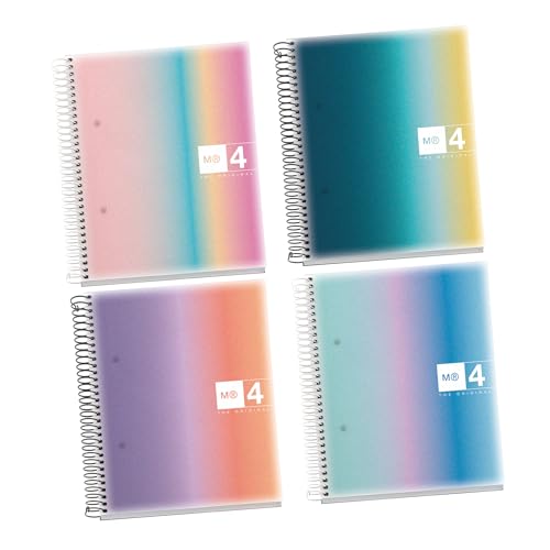 Miquelrius - Packung mit 4 A5 Notizbüchern, 120 Blatt 70 g/m², Gitternotizbuch, Polypropylen, Spiraleinband, 2 Löcher zum Abheften, Ideal für den Schulanfang oder das Büro, Aurora Collection Miquelrius - Packung mit 4 A5 Notizbüchern, 120 Blatt 70 g/m², Gitternotizbuch, Polypropylen, Spiraleinband, 2 Löcher zum Abheften, Ideal für den Schulanfang oder das Büro, Aurora Collection von Miquelrius