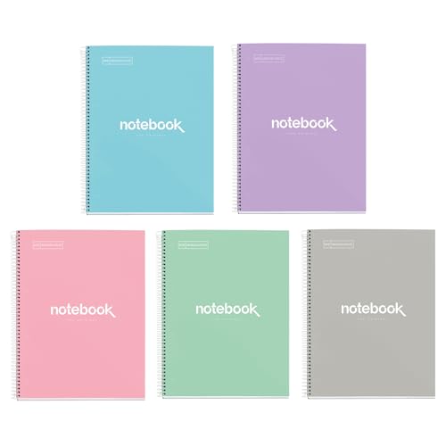 Miquelrius - Packung mit 5 A4 Notizbüchern, Emotions Notizbuch, 80 Blatt 90 g/m², Gepunktetes Notizbuch, Notizbücher mit Hart- und Spiraleinband, 4 Löcher zum Abheften, Ideal für den Schulanfang von Miquelrius