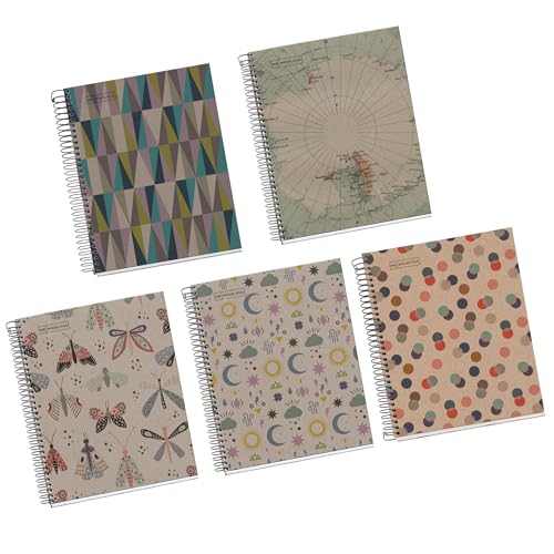 Miquelrius - Packung mit 5 A5 Notizbüchern, Recyceltes Notizbuch mit 80 Blatt, 100% Recyclingpapier von 80 g/m², Gitternotizbuch, Hart- und Spiraleinband, 2 Löcher, Ideal für den Schulanfang von Miquelrius
