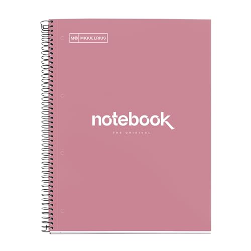 Miquelrius - Ringblock A4, Notebook Emotions, 80 Blatt 90 g/m², 5 mm Karierung, 1 Farbstreifen, Mikroperforierte Spiralbindung, Kariertes Heft, Extra harter Einband, 4-fach gelocht, Altrosa Miquelrius - Ringblock A4, Notebook Emotions, 80 Blatt 90 g/m², 5 mm Karierung, 1 Farbstreifen, Mikroperforierte Spiralbindung, Kariertes Heft, Extra harter Einband, 4-fach gelocht, Altrosa von Miquelrius
