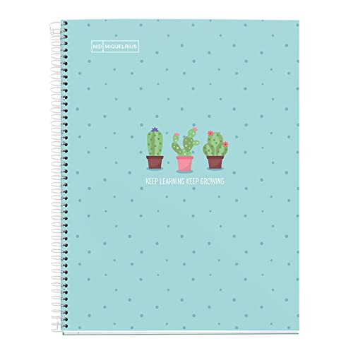 Novilla Miquelrius - A5-Notizbuch, 1 Farbstreifen, 80 karierte 5-mm-Blätter, 90-g-Papier, 2 Löcher, hartlaminierter Einband, blaue Kaktusfarbe Novilla Miquelrius - A5-Notizbuch, 1 Farbstreifen, 80 karierte 5-mm-Blätter, 90-g-Papier, 2 Löcher, hartlaminierter Einband, blaue Kaktusfarbe von Miquelrius