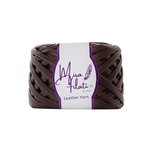 Mira Filati Mattes Garn in Lederoptik zum Stricken, Häkeln, Filzen - Lederähnliches Material für Handtaschen, Geldbörsen, Schals, Gürtel und mehr (LYM28 Dunkelbraun) von Mira Filati