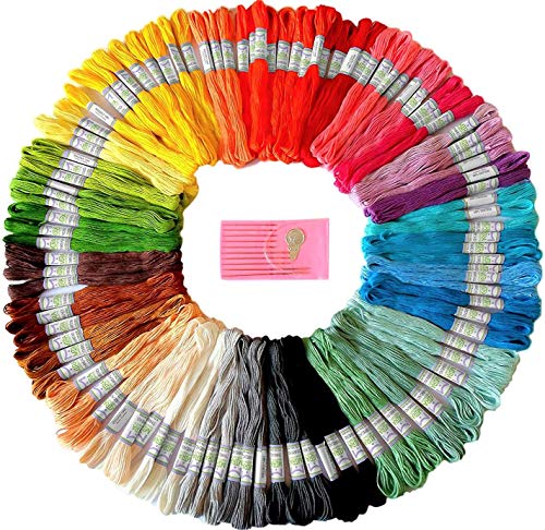 Baumwollegarn in Regenbogen-Farben für Stickerei -Kreuzstich-Themen – Freundschaftsbänder - Handwerk - 105 Stränge pro Packung und kostenloses Set Qualitäts-Sticknadeln Baumwollegarn in Regenbogen-Farben für Stickerei -Kreuzstich-Themen – Freundschaftsbänder - Handwerk - 105 Stränge pro Packung und kostenloses Set Qualitäts-Sticknadeln von Mira Handcrafts