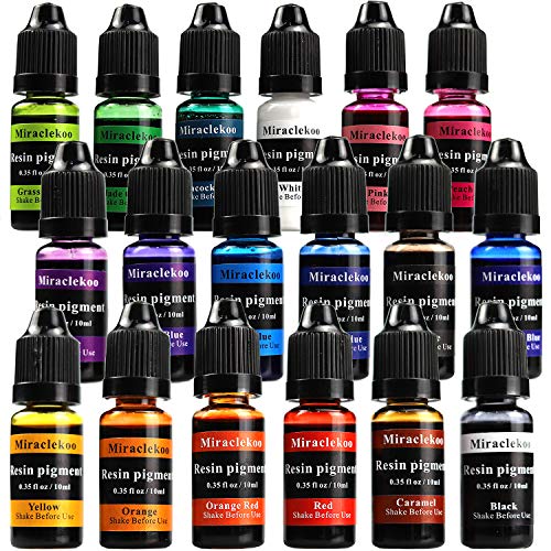 Epoxidharz-Farbstoff, flüssiges Epoxidharz-Pigment, je 10 ml, durchscheinend, 18 Farben Epoxidharz-Farbstoff, flüssiges Epoxidharz-Pigment, je 10 ml, durchscheinend, 18 Farben von Miraclekoo