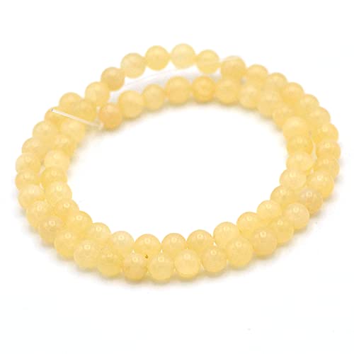 39cm Strang / Strang 4/6/8/10mm Rund Perlen wählbar (für ca. 2 Armbänder), Naturstein Lose Naturstein ideal für alle Schmuckherstellung (Calcit Gelb, 6mm Perle) von Miracles Minéraux