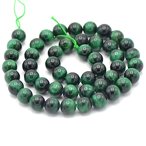 Strang 39 cm runde Perlen 4/6/8/10 mm zur Auswahl (für ca. 2 Armbänder), loser Naturstein, ideal für alle handwerklichen Schmuckkreationen (grünes Tigerauge, Perle 8 mm) von Miracles Minéraux