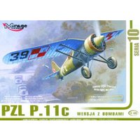 PZL P.11c mit Bomben, Resin- und Fotoätzteilen von Mirage Hobby