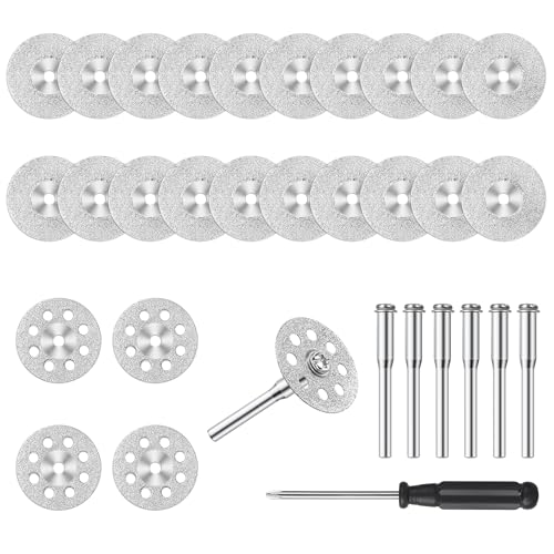 MirraSwit 24 Stück Mini Gelochte Trennscheiben Diamant, Metall Diamantscheibe für Dremel, Fliesen Trennscheibe, mit 38 mm Anschlusswelle, Schraubschrauber für Rotationswerkzeug, Fliese, Glas, Stein MirraSwit 24 Stück Mini Gelochte Trennscheiben Diamant, Metall Diamantscheibe für Dremel, Fliesen Trennscheibe, mit 38 mm Anschlusswelle, Schraubschrauber für Rotationswerkzeug, Fliese, Glas, Stein von MirraSwit