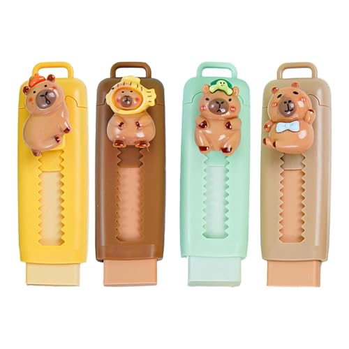 4 Stück Radiergummis Einziehbarer, Lustige Radiergummis Tiere Einziehbarer Push Pull Radiergummi Kawaii Capybara 4B Radierer Schule Gastgeschenk für Büro, Zuhause, Schreiben, Malen 4 Stück Radiergummis Einziehbarer, Lustige Radiergummis Tiere Einziehbarer Push Pull Radiergummi Kawaii Capybara 4B Radierer Schule Gastgeschenk für Büro, Zuhause, Schreiben, Malen von Mirrwin