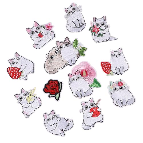12 Stück Cartoon Tier bestickte Patches weiße Katzen Nähen Patches Bügelbilder Applikation Patches Aufnähen Patches 12 Stück Cartoon Tier bestickte Patches weiße Katzen Nähen Patches Bügelbilder Applikation Patches Aufnähen Patches von Mirweon