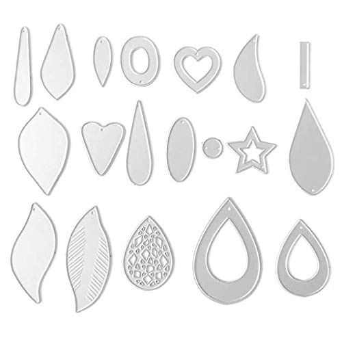 19 x Scrapbook-Präge- und Ohrring-Stanzformen, Karbonstahl, Leder, Tropfenform, Blattform, Ohrringe, Stanzformen für Karten, Schmuck, Rahmen, 19 Stück von Mirweon