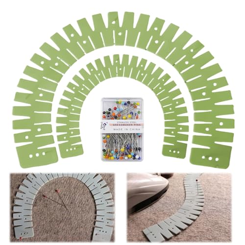 2-teiliges flexibles Silikon-Saum-Set für nahtlose Nähprojekte, Lineal mit rutschfestem Messloch, gebogene Kanten, Nähhilfe mit präzisen Löchern 2-teiliges flexibles Silikon-Saum-Set für nahtlose Nähprojekte, Lineal mit rutschfestem Messloch, gebogene Kanten, Nähhilfe mit präzisen Löchern von Mirweon