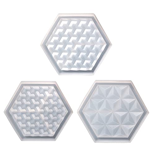 Kristall-Epoxidharz-Gemeotrische Sechseck-Untersetzer, Silikonform zum Basteln, mit Harz, Beton, Zement, Silikonplattenformen für Epoxidharz von Mirweon